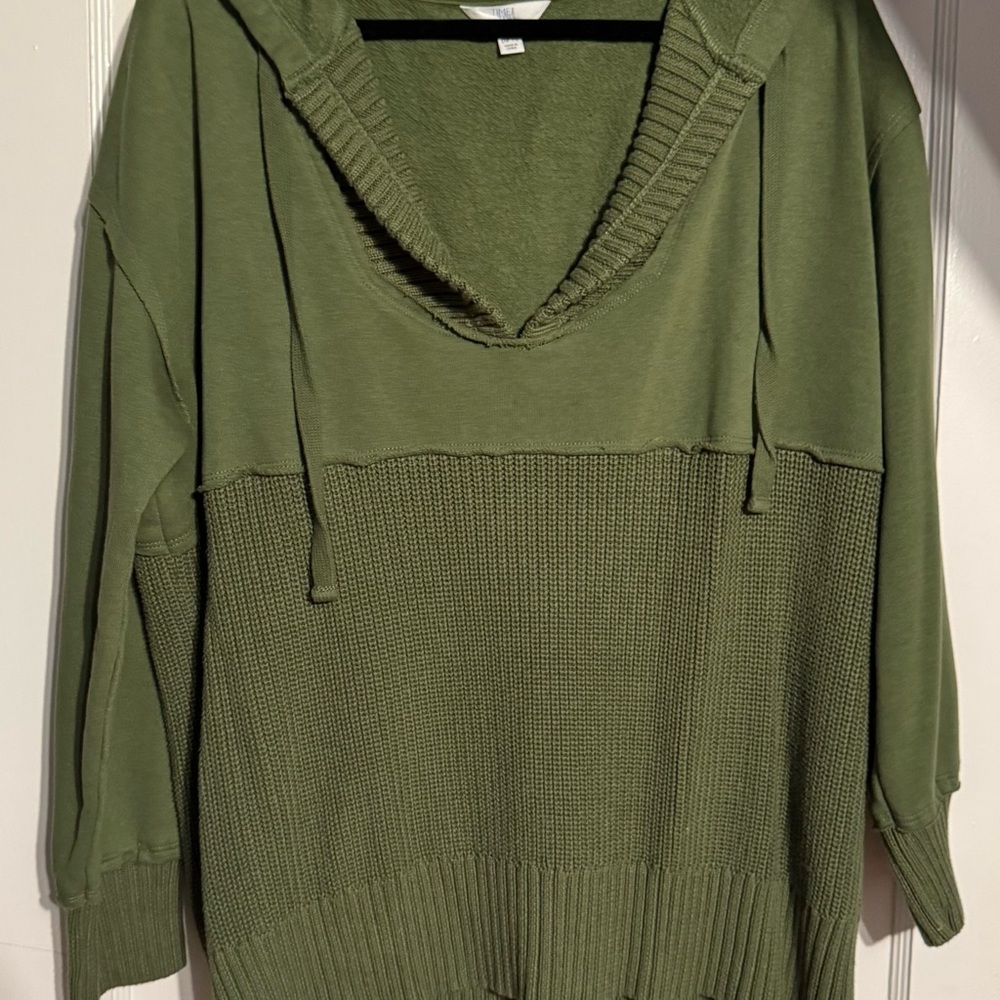 Time and Tru Olive V-Neck Sweater